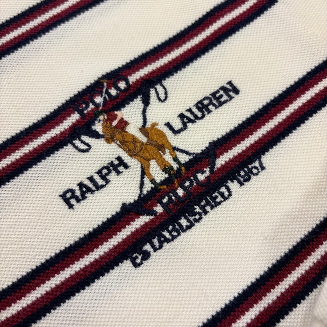 [XL] 폴로 랄프로렌 스트라이프 긴팔 폴로티  화이트 B344 상품이미지4