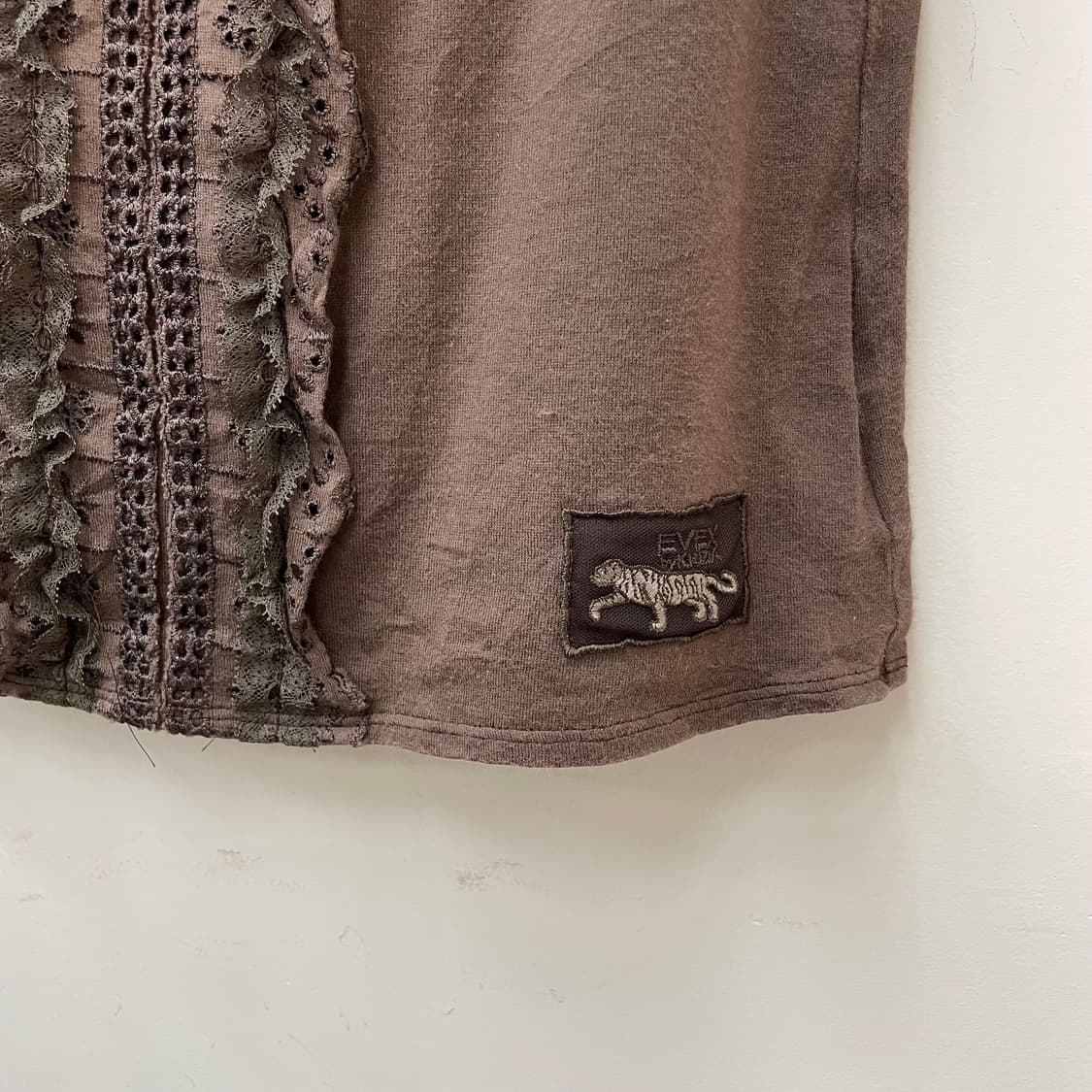 오네갸루 라떼갸루 모카 브라운 레이스 프릴 나시 탑 상품이미지2