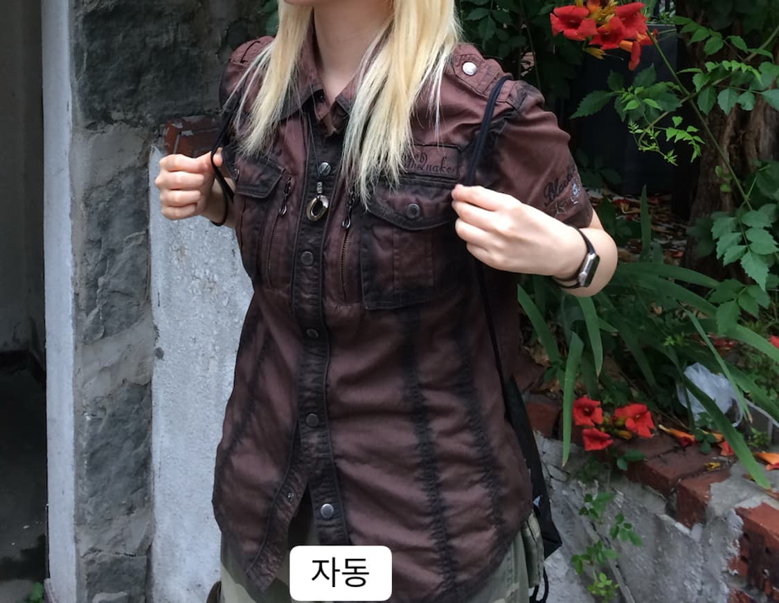 y2k grunge brown half shirts 상품이미지2