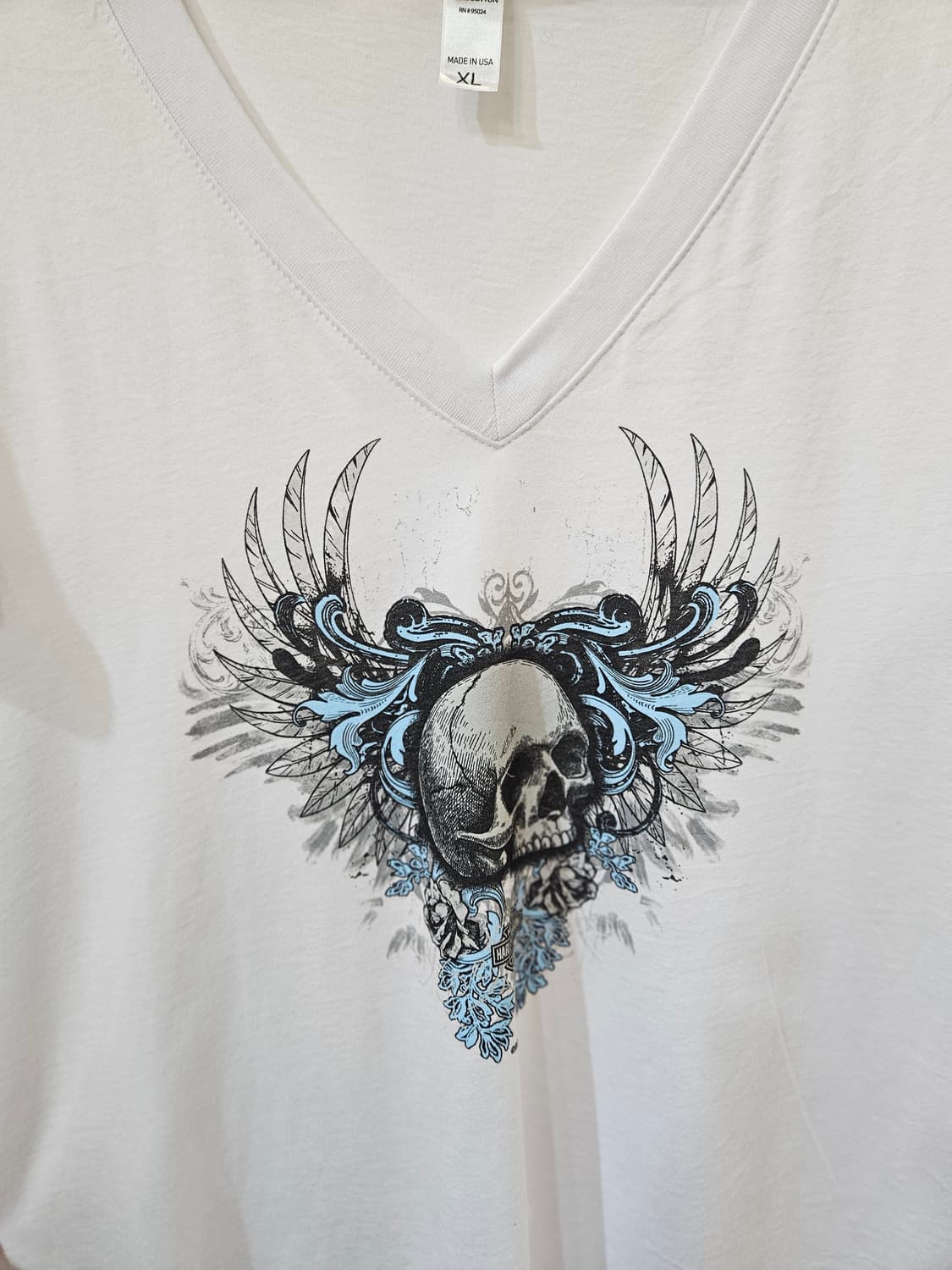 할리데이비슨 해골 프린팅 반팔 티셔츠 상품이미지3