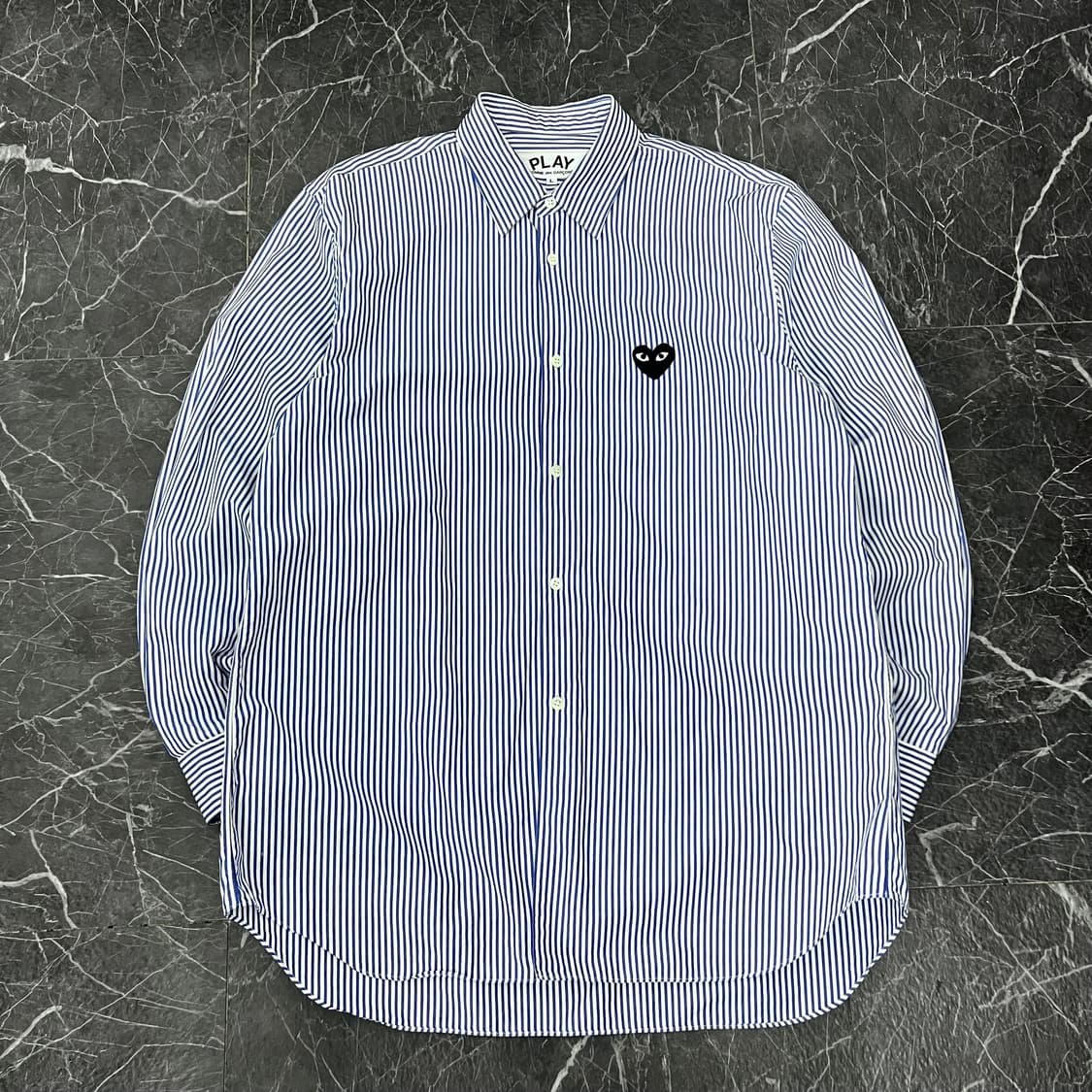 꼼데가르송 블랙 하트와펜 스트라이프 셔츠 상품이미지1