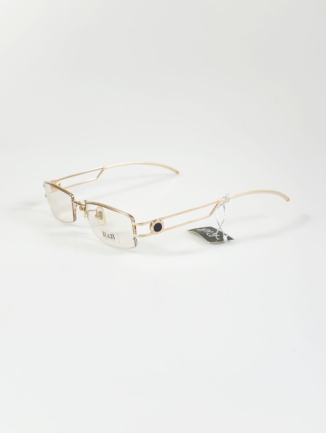 R&B Eyewear 반무테 스퀘어 골드 메탈 빈티지 안경 상품이미지3