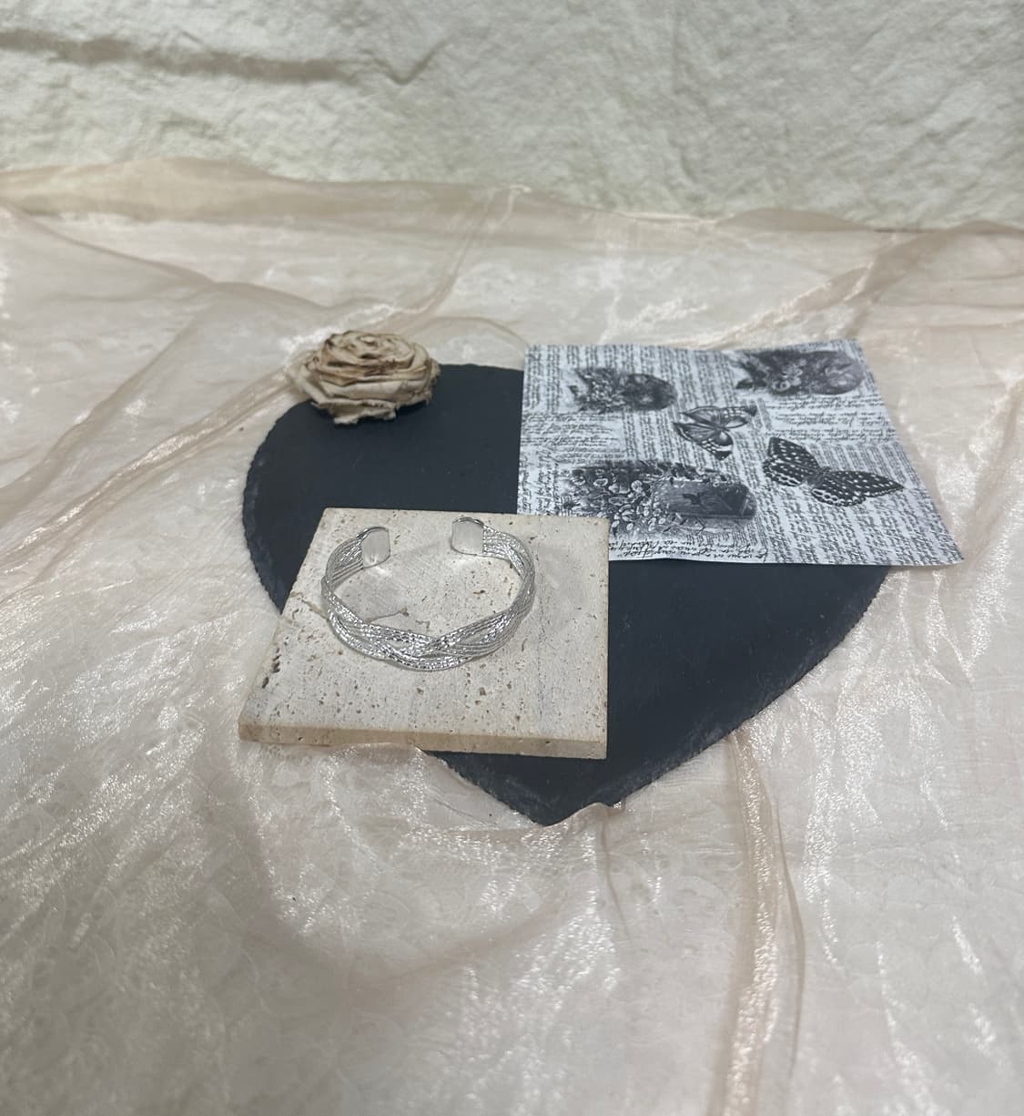 빈티지  실퍼톤 짜임 오픈 팔찌 상품이미지1