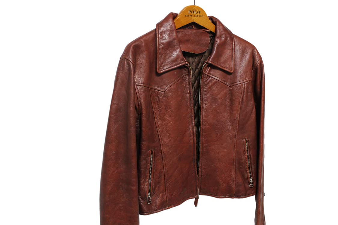 1990s JAPAN 스티어하이드 빌리 크롭 웨스턴 레더 자켓 상품이미지8