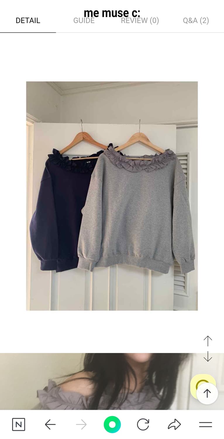 2만원 급처! 미뮤즈씨 프릴리 오프 맨투맨 오프숄더 그레이 상품이미지5