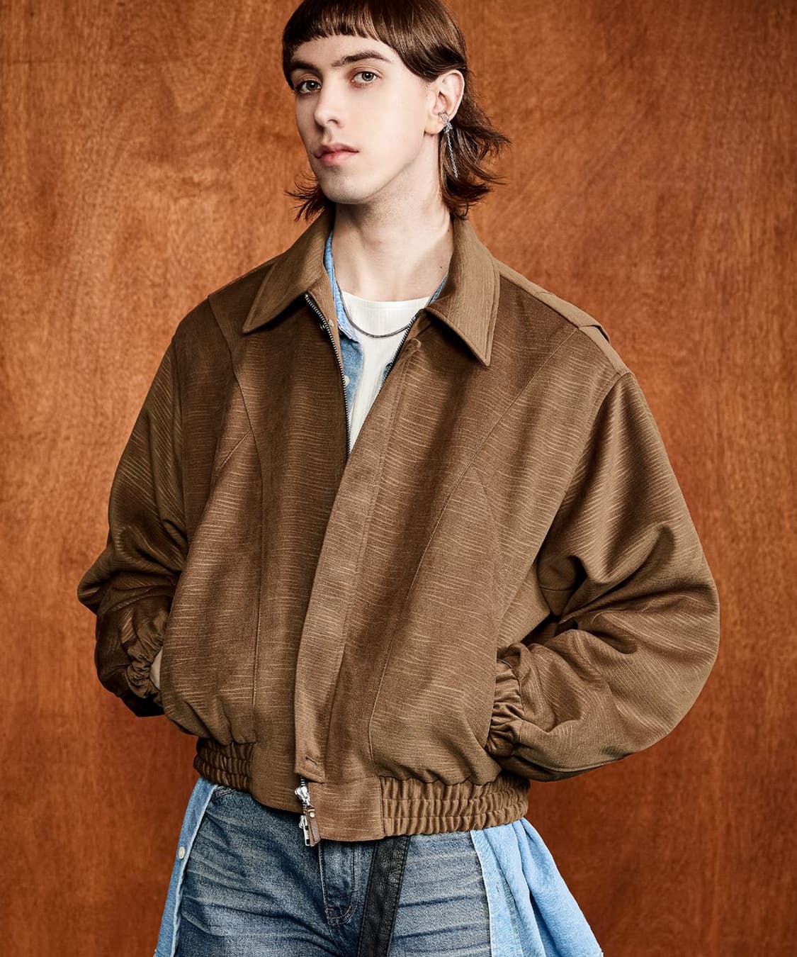 LMOOD 엘무드 크로아상 블루종 카멜 상품이미지1