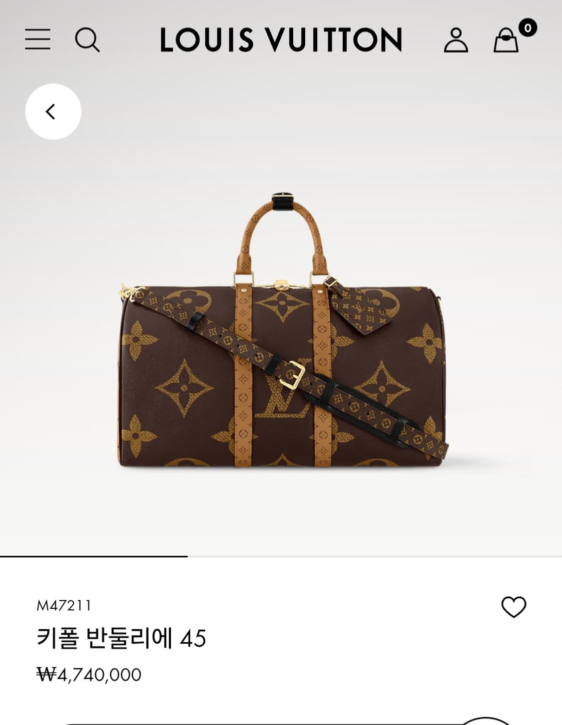 루이비통 리버스 자이언트 모노그램 키폴45 25Fw (새상품) 상품이미지3