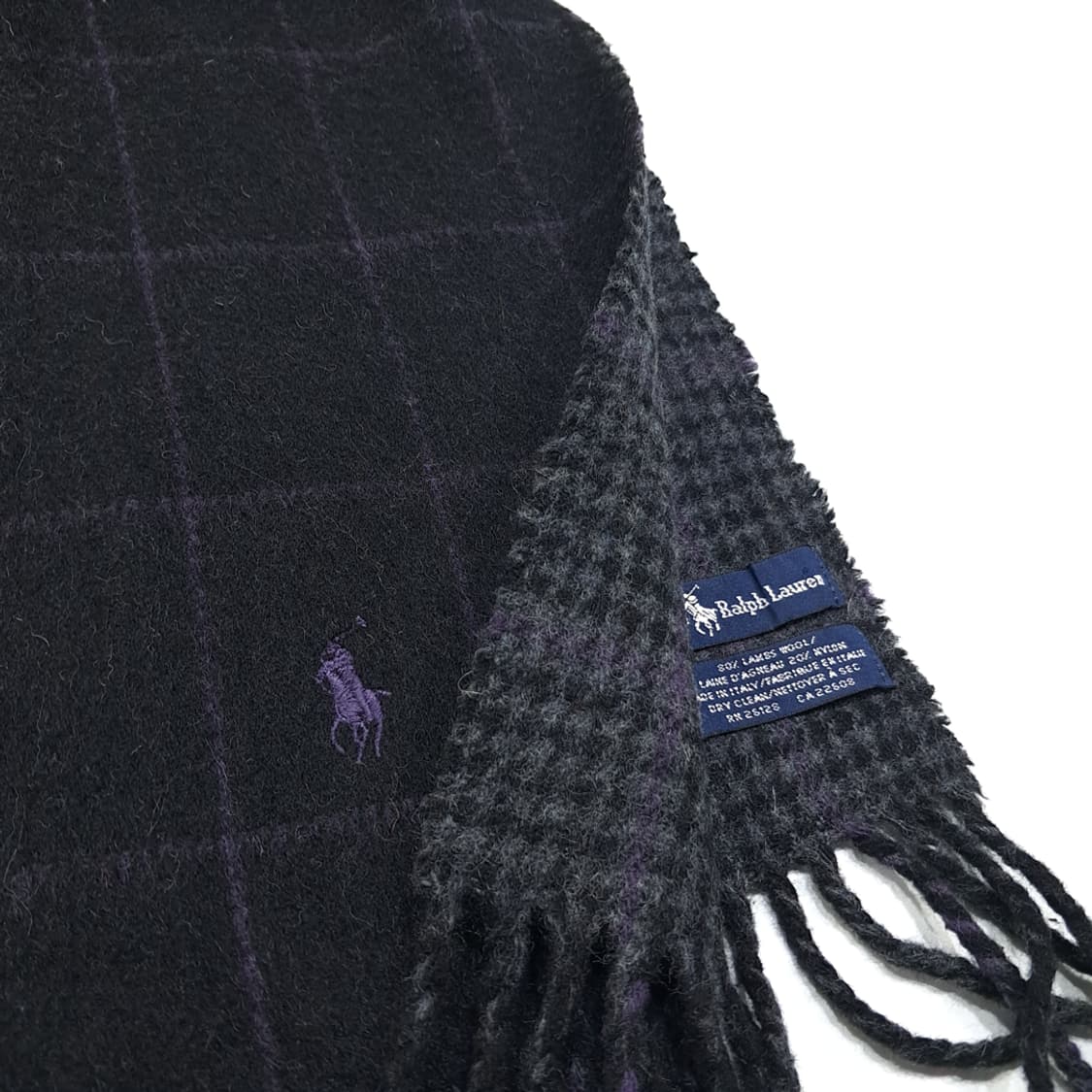 MX435 폴로 이태리판 램스울 양면 퍼플포니 차콜 머플러 목도리 상품이미지6