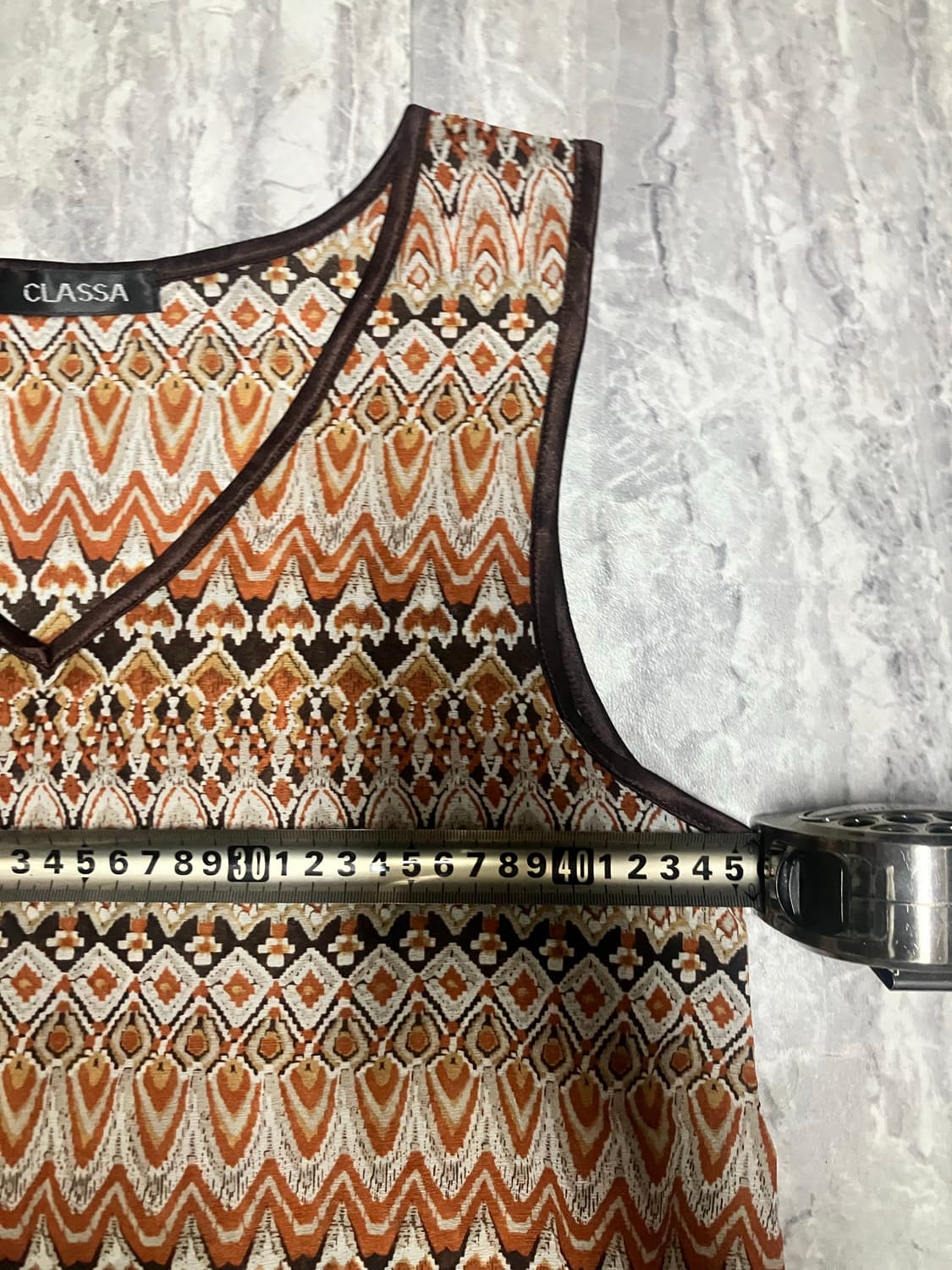 일본빈티지 Classa 오리엔탈보헤미안 문양패턴 슬리브리스나시탑 상품이미지2