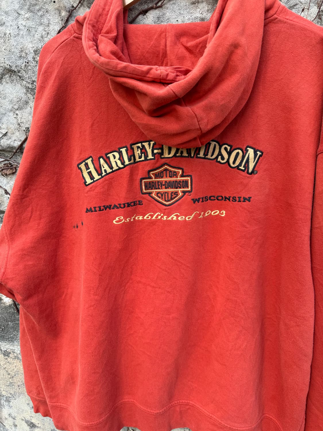 할리데이비슨 빈티지 자수로고 후드 집업 후디 오렌지 빅사이즈 상품이미지4