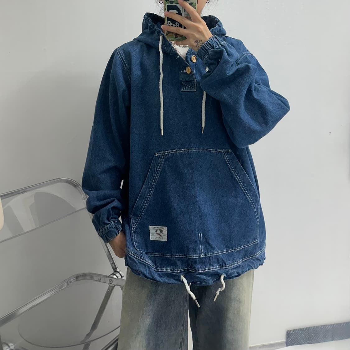 vintage 데님 아노락 후드티 상품이미지2