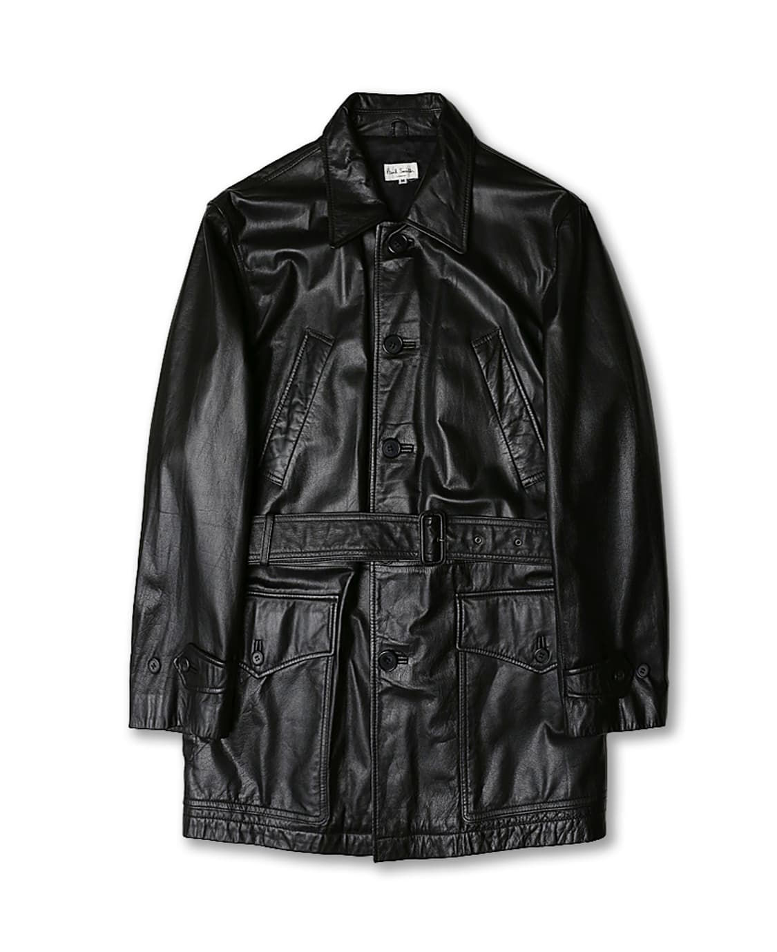 폴 스미스 [Paul Smith] 블랙 카우하이드 레더 마초 벨티드 코트 상품이미지1