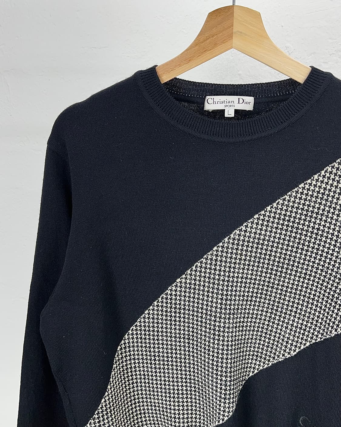 90s 크리스찬 디올 하운드 투스 배색 니트 스웨터 상품이미지2