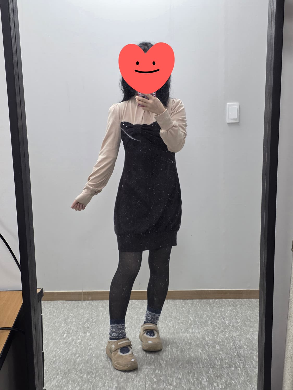 빈티지) 로맨틱 라떼히메갸루 리즈st 리본 모리걸 목폴라 니트 원피스 상품이미지5