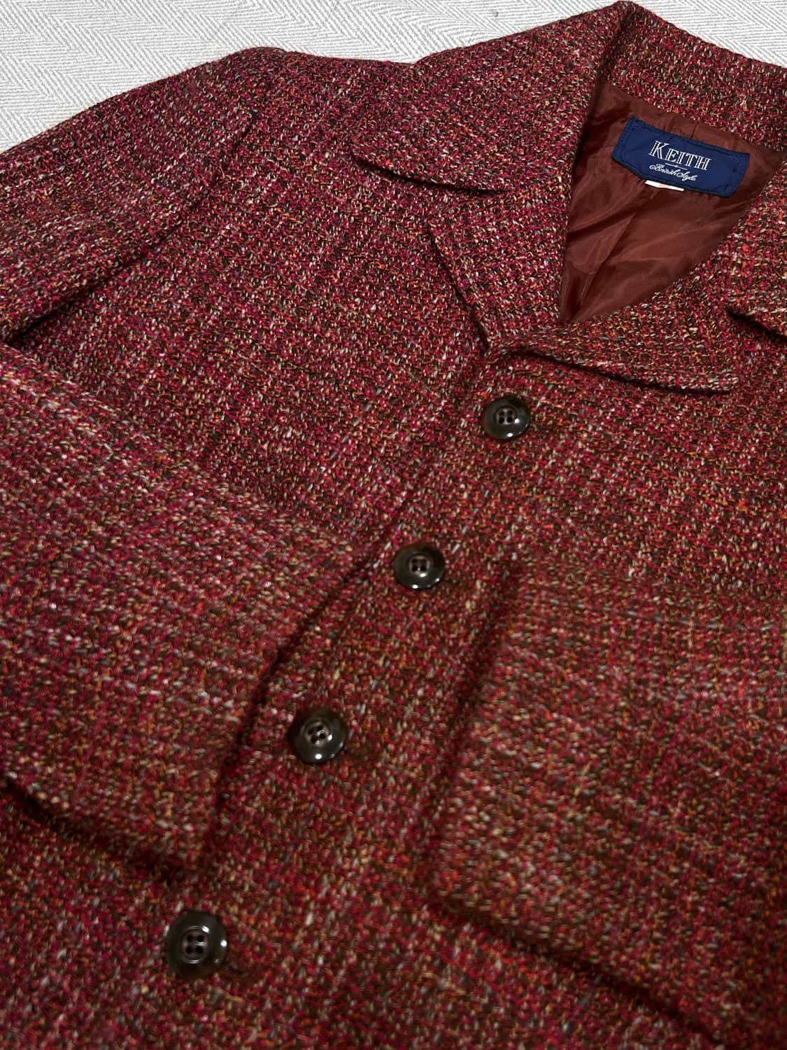 Japan 키이스 실크 혼방 트위드자켓 버건디 여성 85 상품이미지5