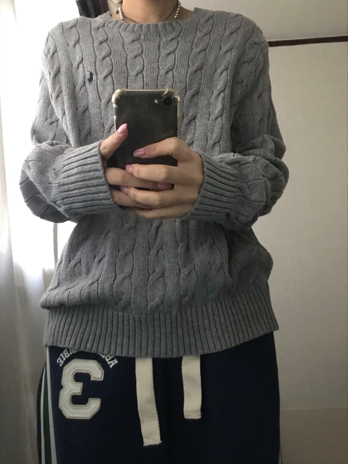 폴로 그레이 케이블 니트 상품이미지2