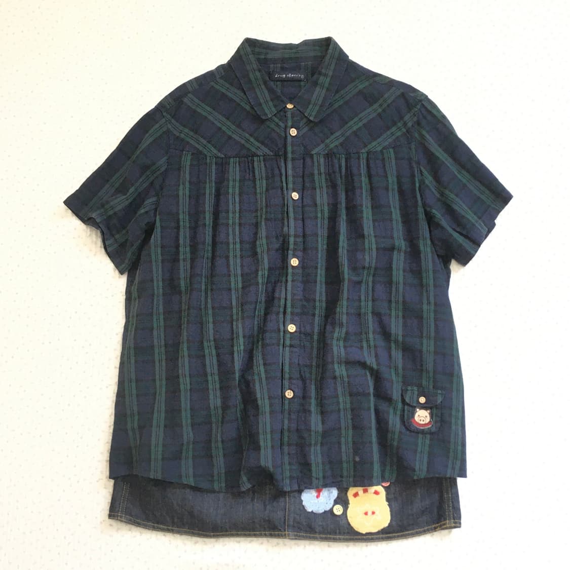 JPN/ 드러그스토어 체크 반팔 셔츠 드라그스토어셔츠  상품이미지1