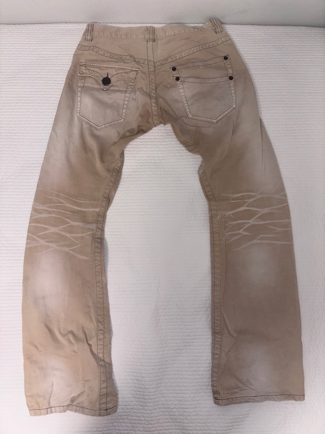 빈티지 워싱 베이지 로우라이즈 데님 팬츠 상품이미지2