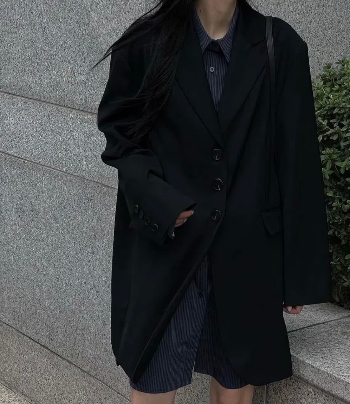 트리밍버드 오버핏 싱글 자켓 블랙 상품이미지2