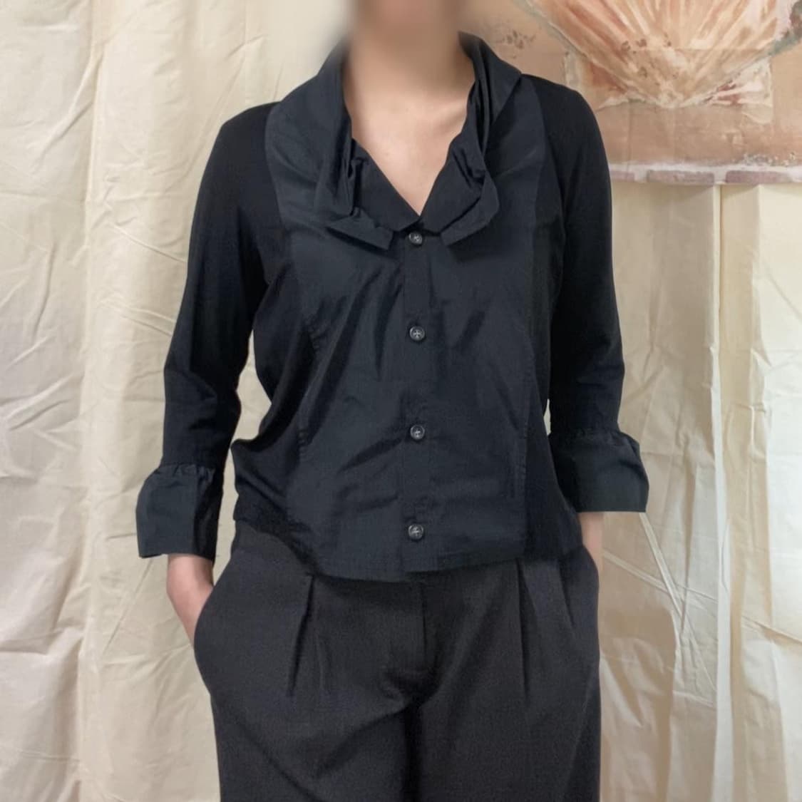 아방가르드 셔링 쫀쫀 9부 셔츠 (꼼데가르송맛) 상품이미지2