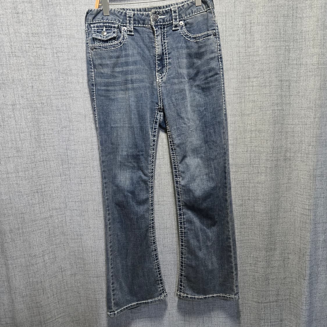 트루릴리전 화이트 스티치 부츠컷 청바지 데님 팬츠  상품이미지1