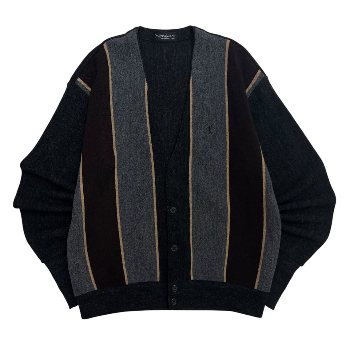 입생로랑 브라운 배색 차콜 가디건 95 상품이미지2