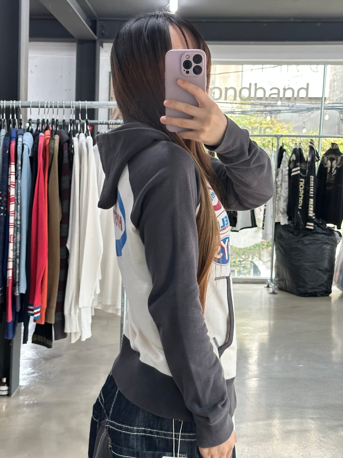 히스테릭글래머 90s아카이브 백로고 래글런 후드집업 상품이미지3