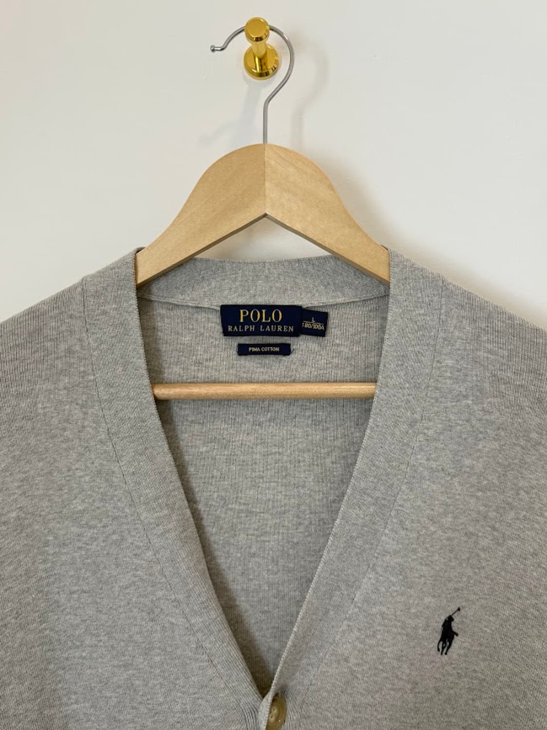 폴로 네이비포니 피마코튼 가디건 그레이 상품이미지2