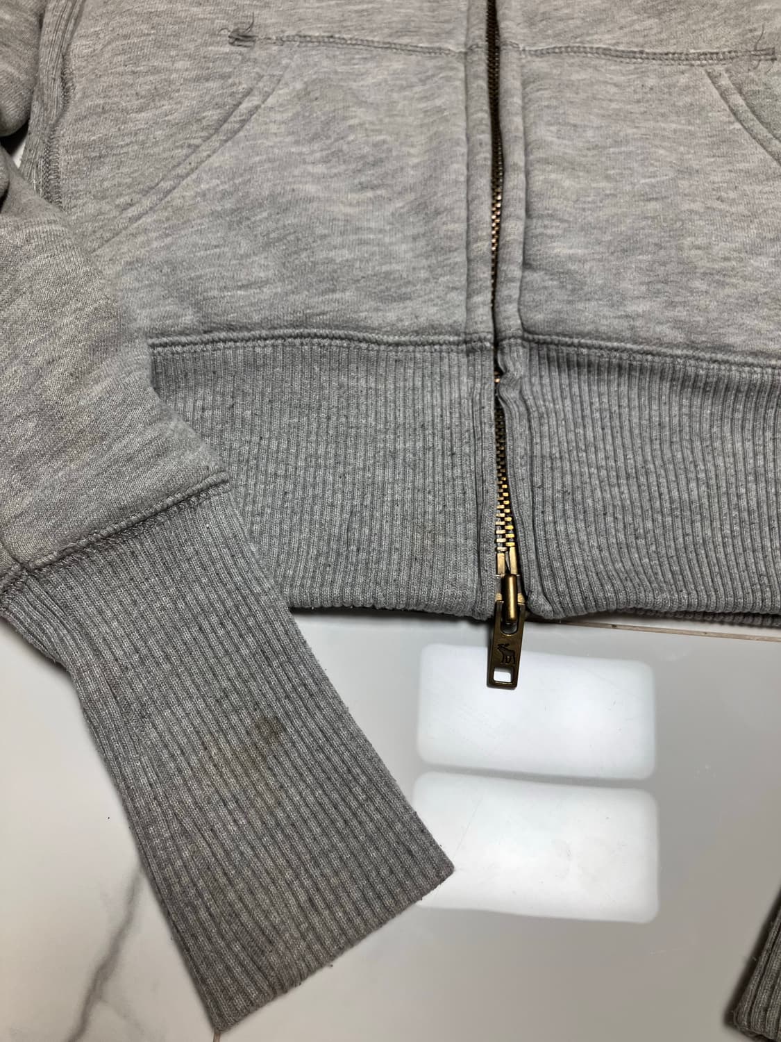 아베크롬비 Y2K 울프죠 딱붙핏 오리지널 빈티지 그레이 퍼 후디 상품이미지4