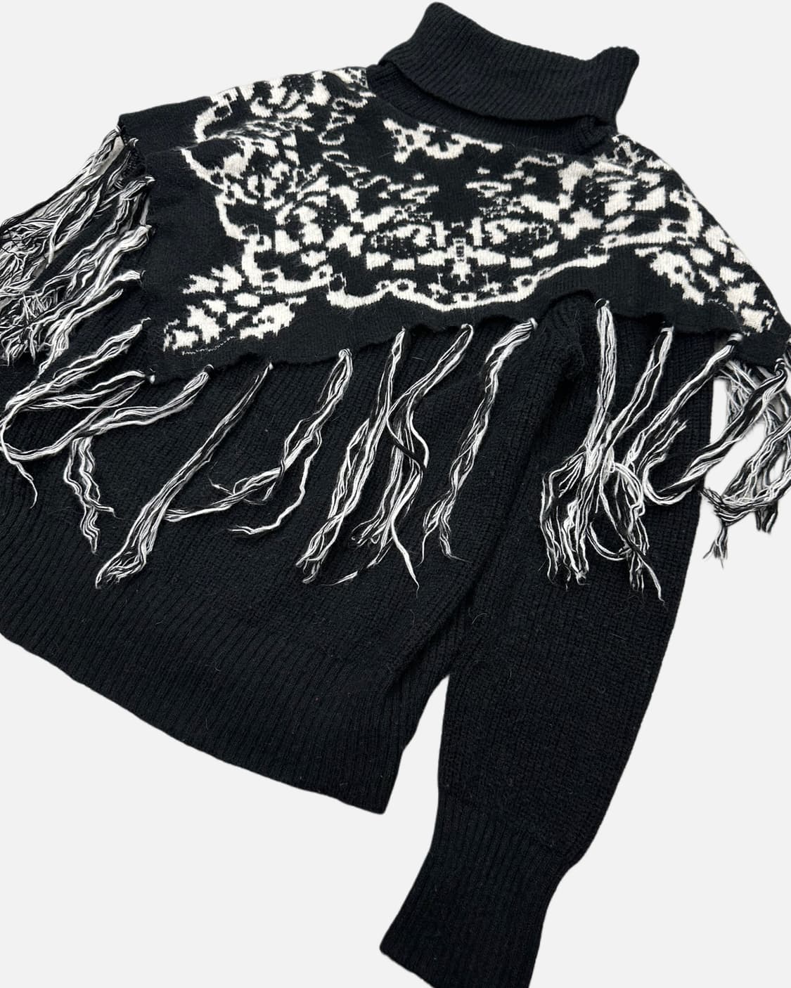 fringe pancho turtle-neck knit 상품이미지2