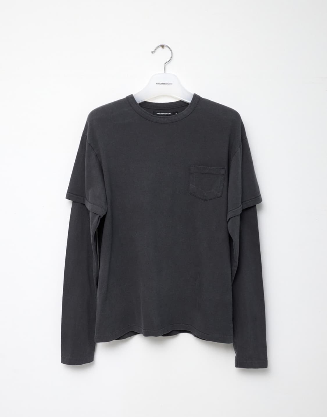 해칭룸 Split Tee Over Dyed Charcoal 상품이미지1