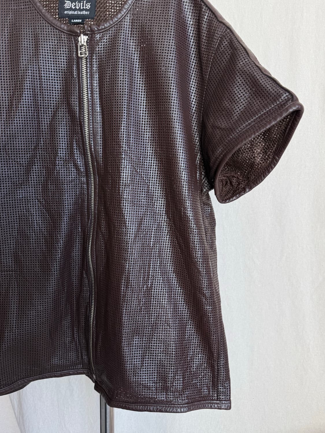 Vintage 집업 레더 반팔 자켓 상품이미지6