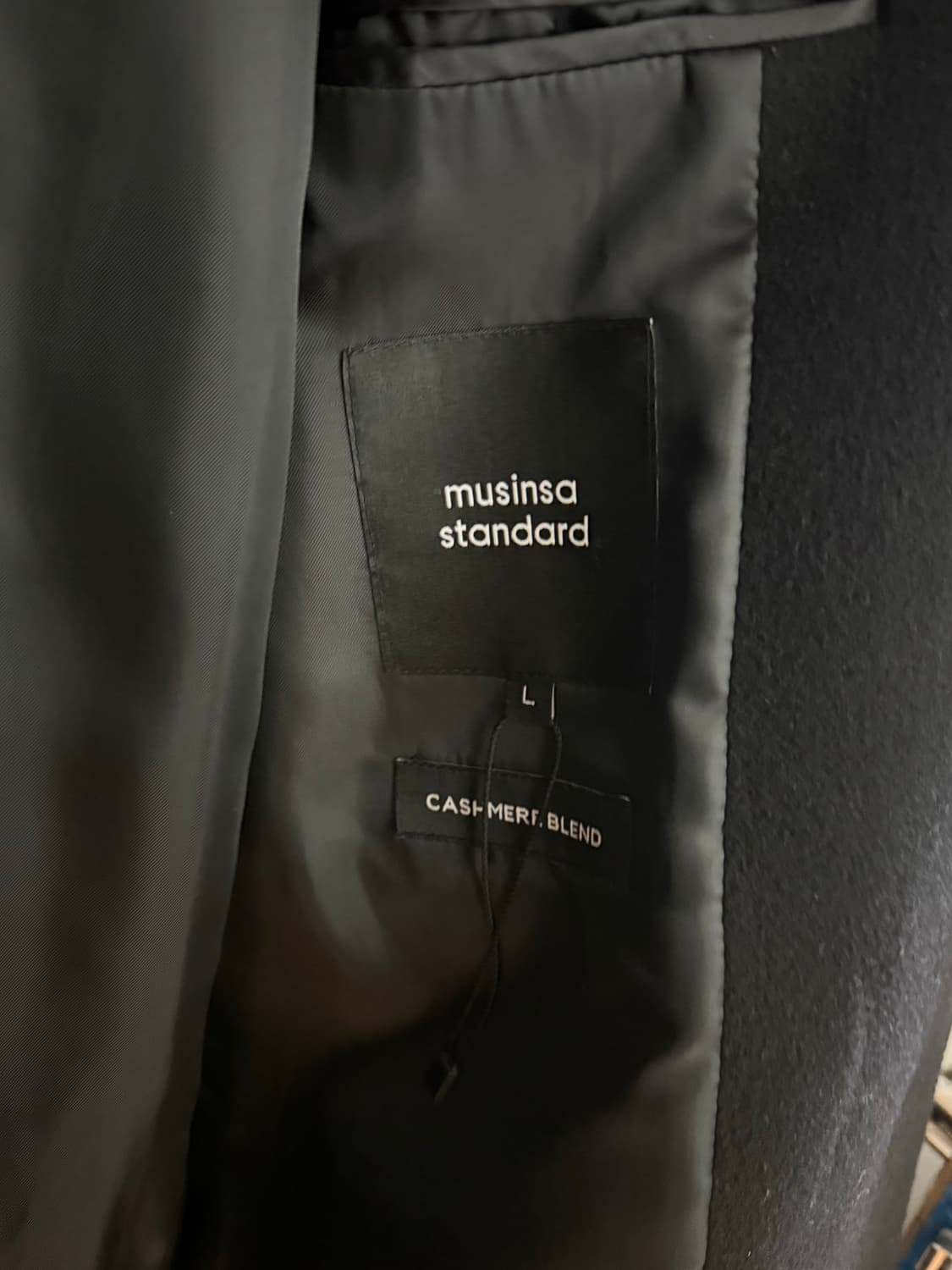 무신사 스탠다드 블랙 롱코트 L 상품이미지3
