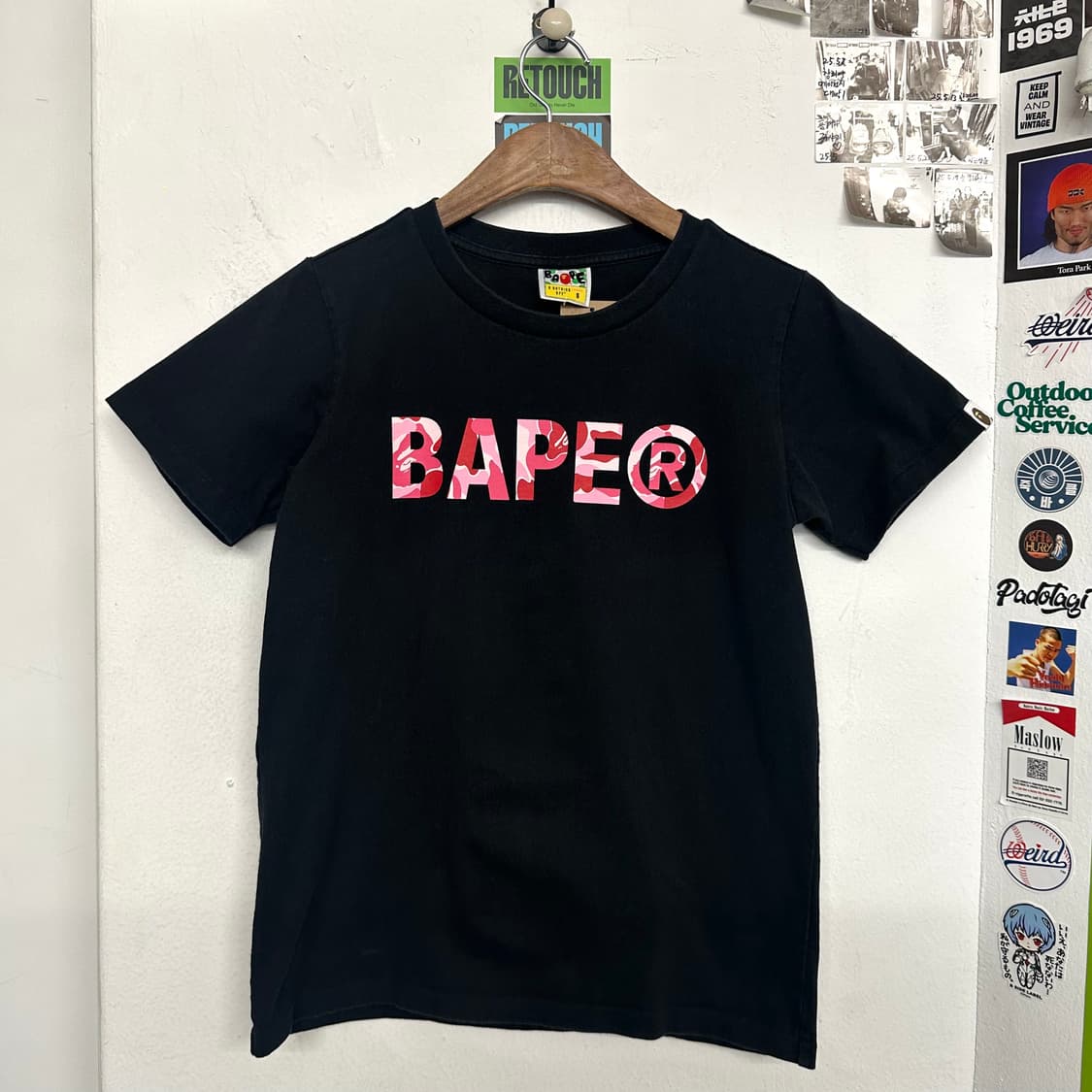 베이프 핑크카모 로고 티셔츠 상품이미지1