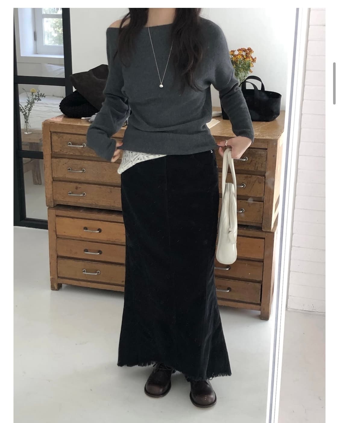 씨유쑨 코듀로이 롱스커트 상품이미지1