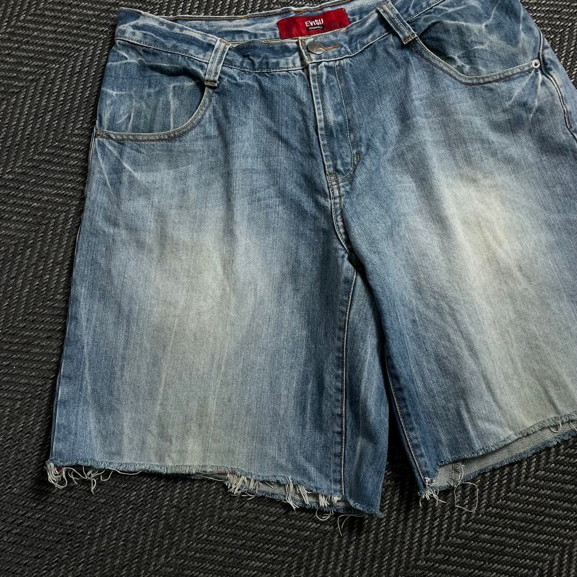 에비수 커팅 워싱 데님 버뮤다 팬츠y 4553 상품이미지4