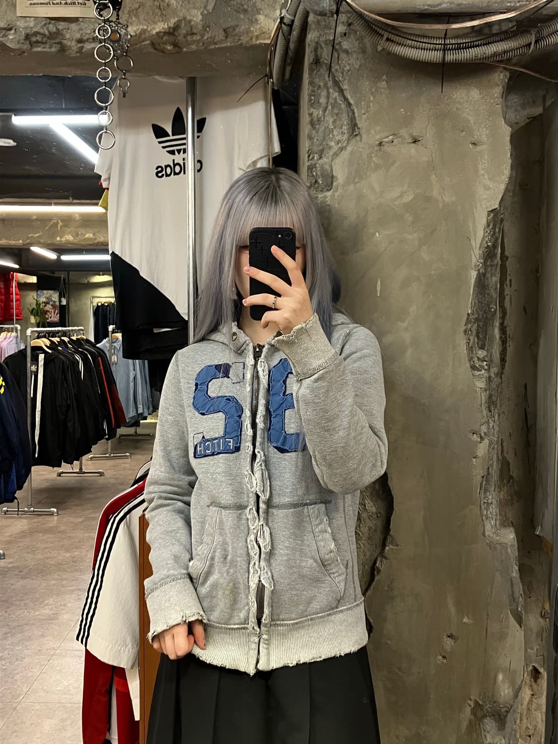 아베크롬비 데님 빅패치 와플 후드집업 그레이 S  #csz2514  상품이미지2