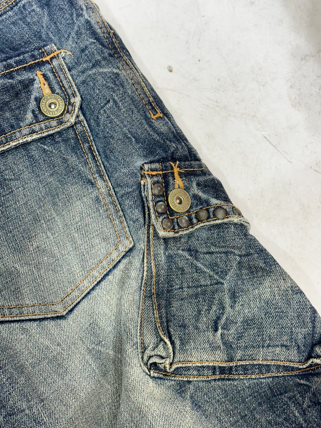 일본 빈티지 진청 대대장 데님 카고 팬츠 청 카고 바지  상품이미지6