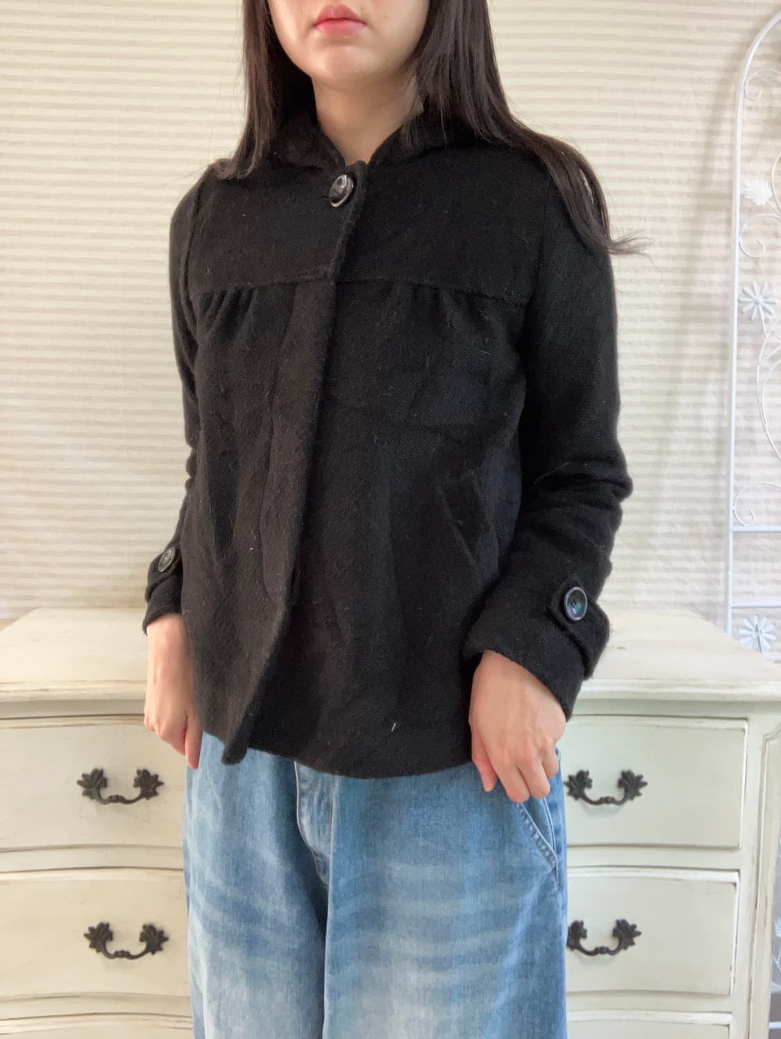 빈티지 블랙 후드 자켓 y2k 스트릿 갸루 펑키 일본빈티지 상품이미지2