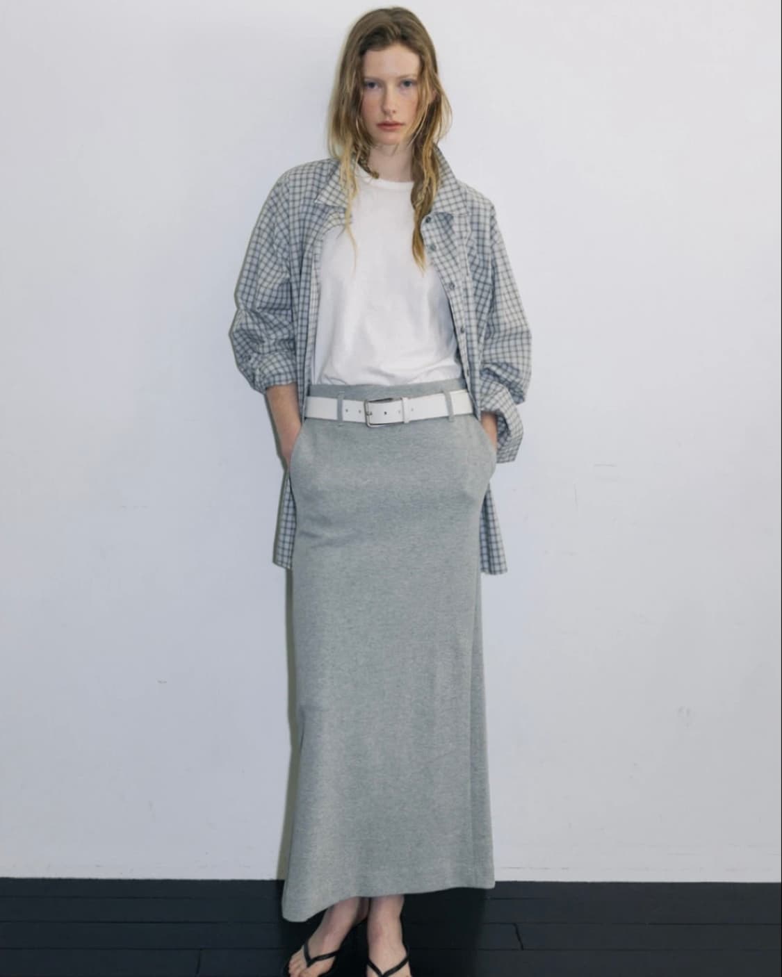 스튜디오테이블 jersey long skirt 그레이 S 상품이미지3