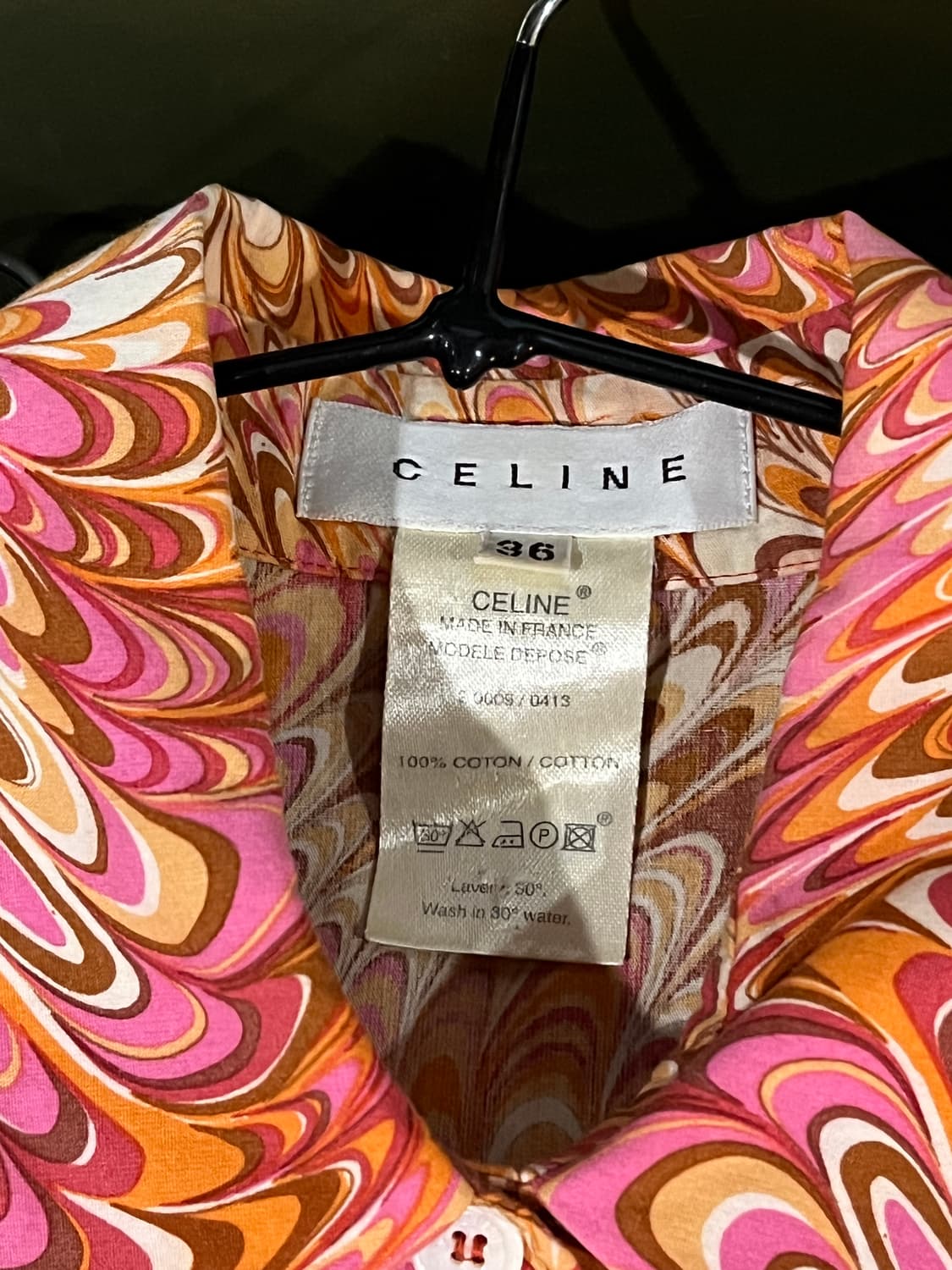 2003 Celine 셀린느 패턴 포인트 셔츠36size 상품이미지5