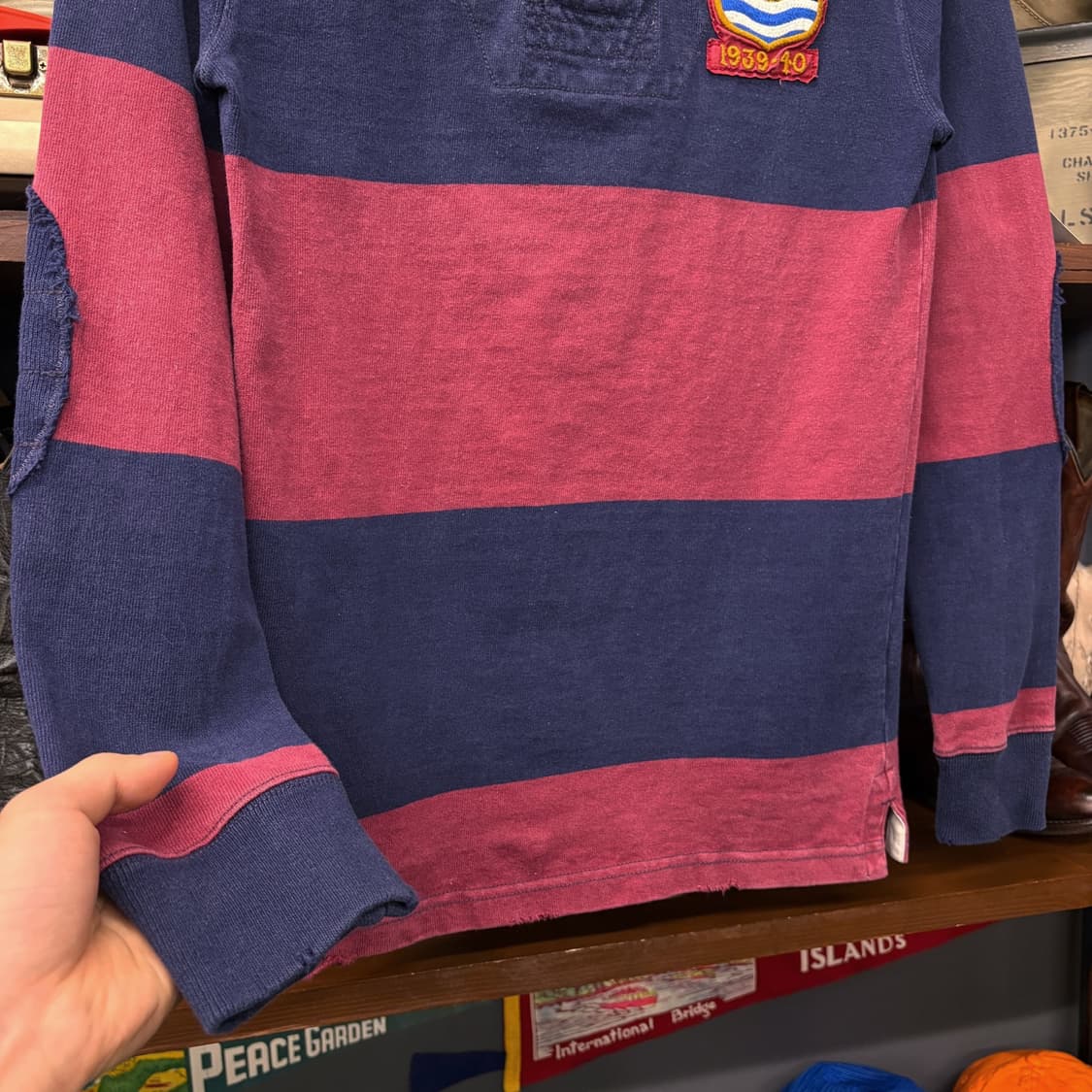 90s 랄프로렌 럭비라인 스트라이프 크레스트 패치 럭비티 N373 상품이미지4