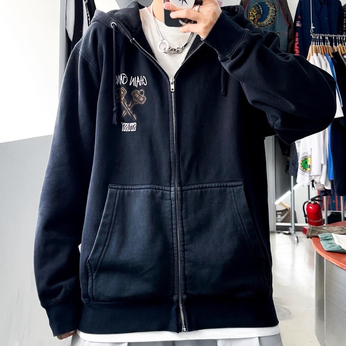 스투시 00s 체인 갱 스웻 후드 집업 상품이미지2