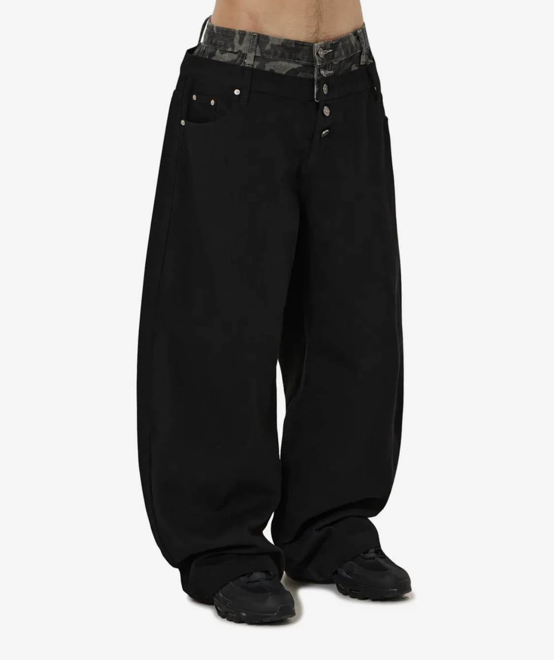 오와이 바지 LAYERED WAIST WIDE VOLUME PANTS 상품이미지1