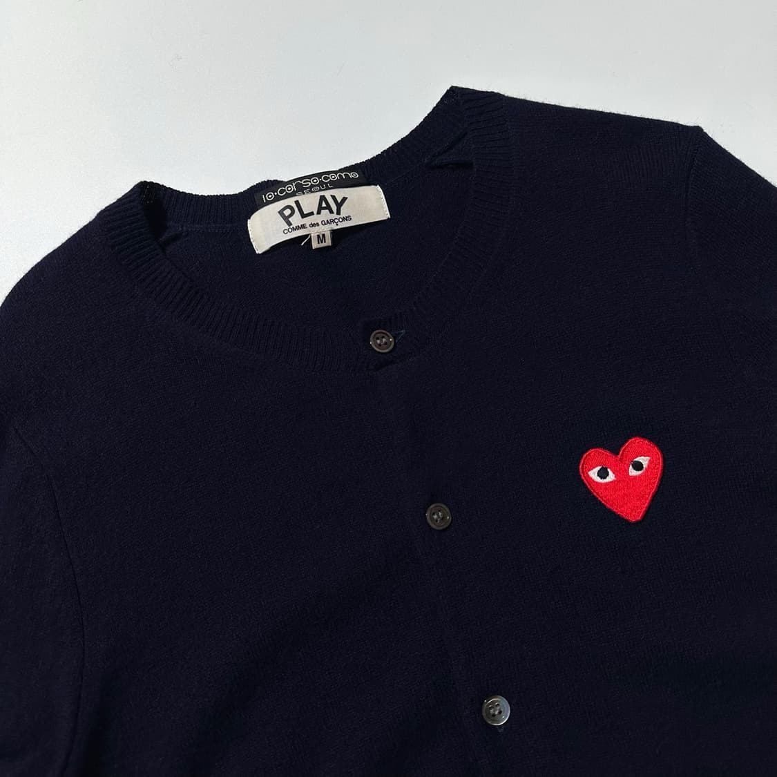 (매장판) 꼼데가르송 플레이 10 꼬르소꼬모 하트와펜 라운드 니트 가디건 상품이미지3