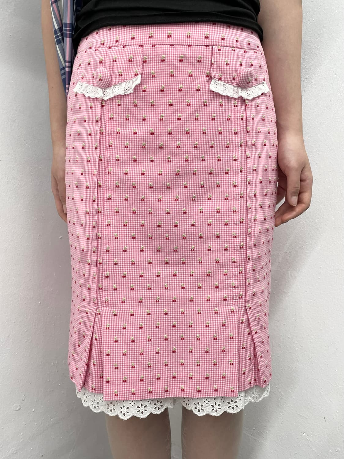 체리 핀턱 버튼 레이스 스커트 *레어🍒 상품이미지7
