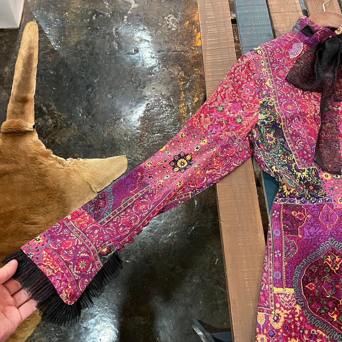 8~90s 포피 모레니 러플 커프스 셔츠 상품이미지4