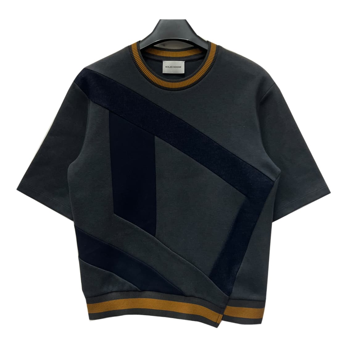 솔리드옴므 배색 패턴드 반팔티 95 상품이미지1