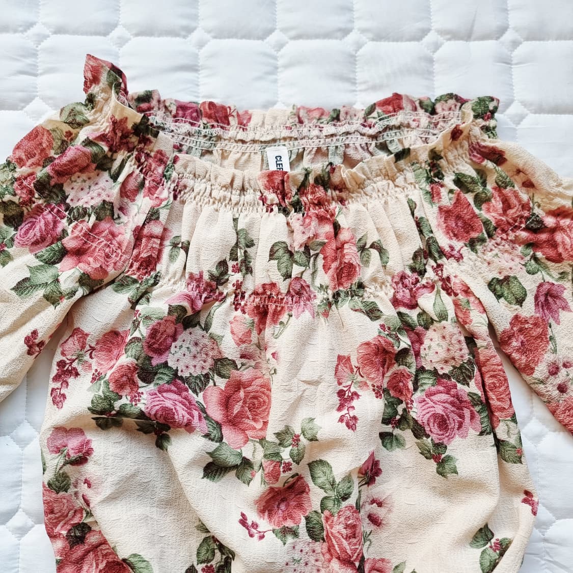 로즈플라워 셔링 롱블라우스 M 상품이미지3