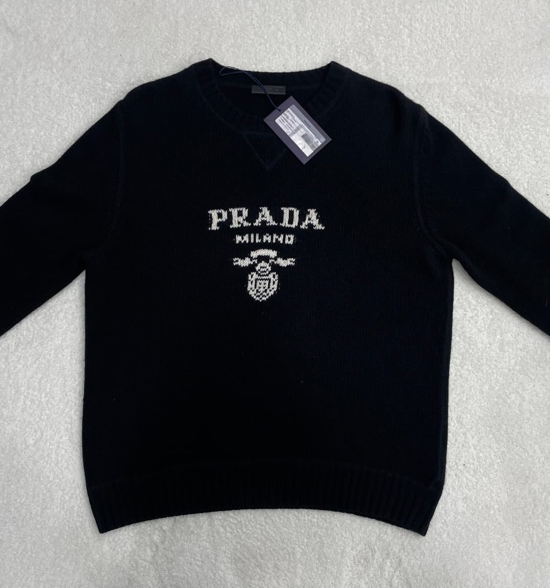 [ S+급 , 52 ] 프라다 신형 인타르시아 캐시미어 니트 블랙 상품이미지1